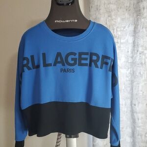 Karl Lagerfeld Paris Bold Logo Sweatshirt – Blue & Black –‎ Medium
